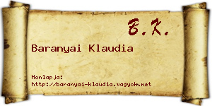 Baranyai Klaudia névjegykártya
